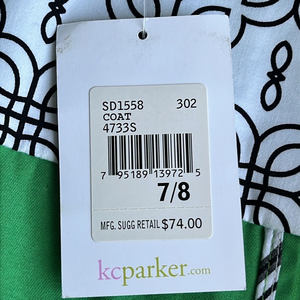 Green Trench Coat Double Breasted KC Parker Size 7 - 8  Vintage Wicked NWT - Picture 8 of 11